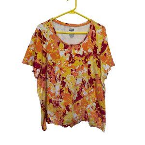 Basic Edition Tshirt Tee White Orange Yellow Colorspray Womans 3X